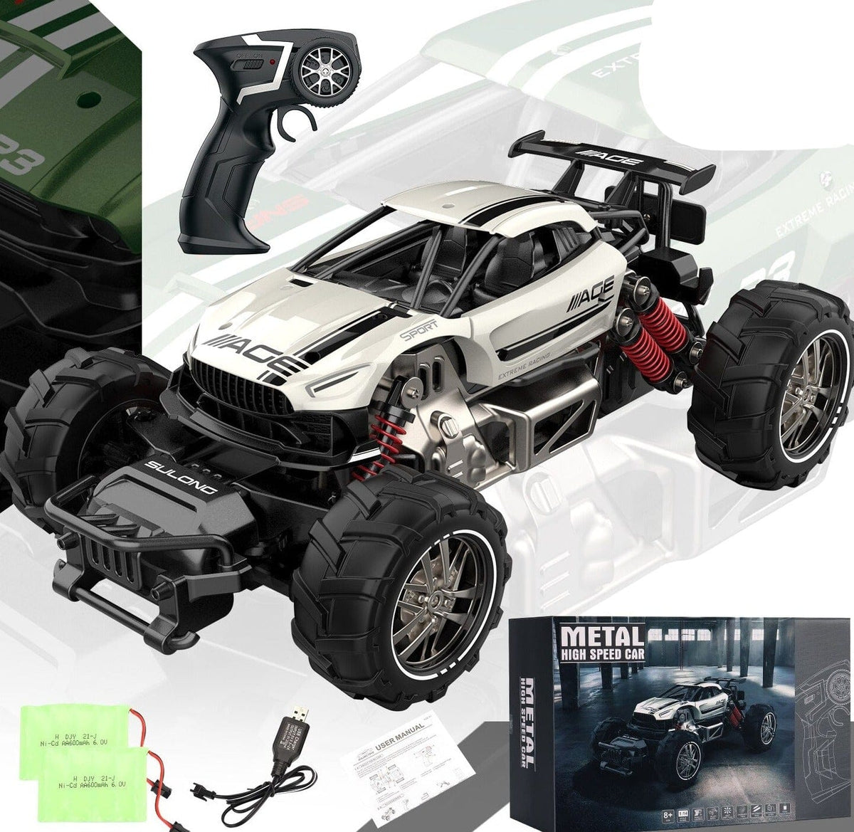 Voiture télécommandée 7 ans Shop Radiocommandé Blanc - 2 batteries