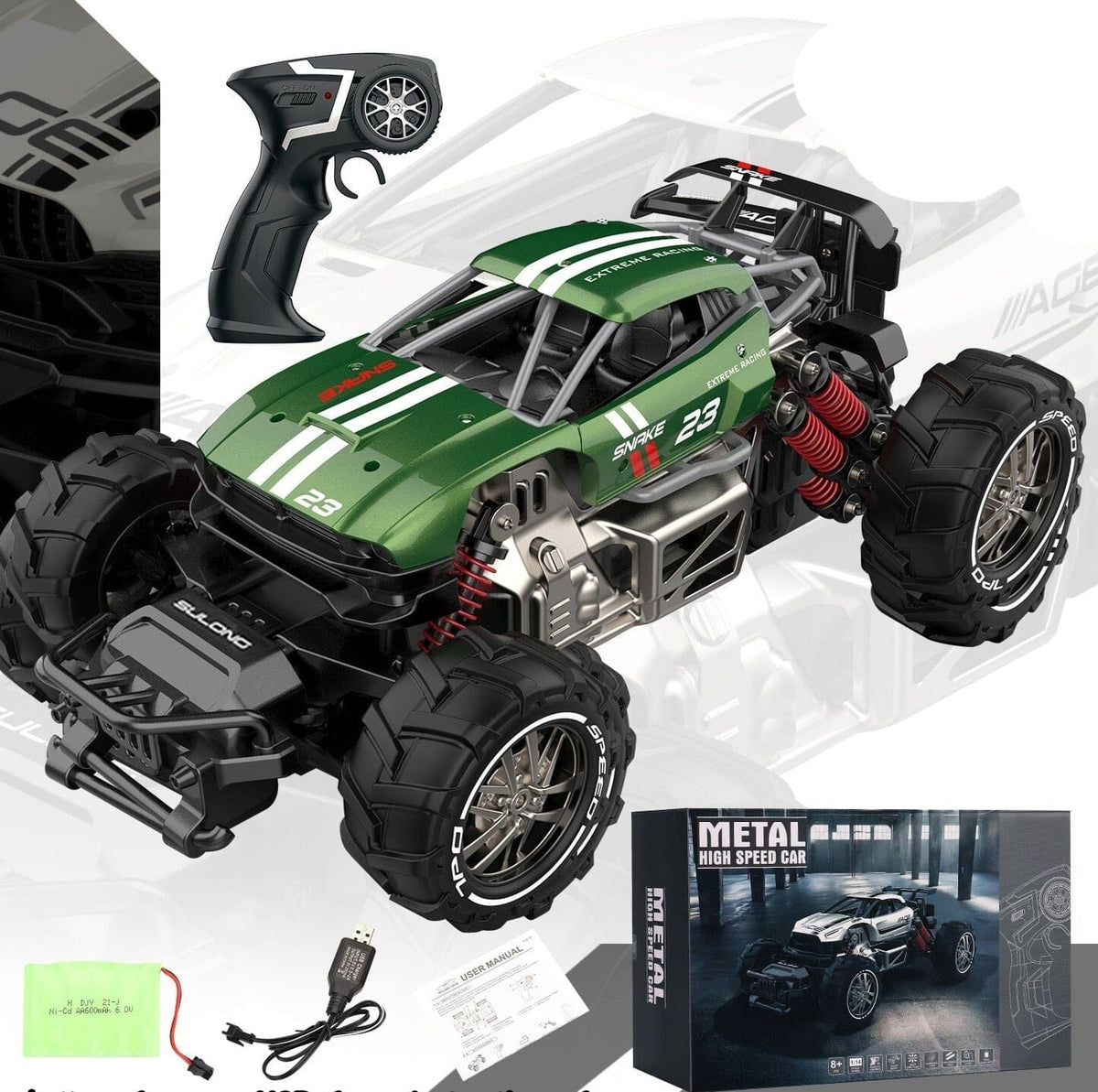 Voiture télécommandée 7 ans Shop Radiocommandé Vert - 1 batterie