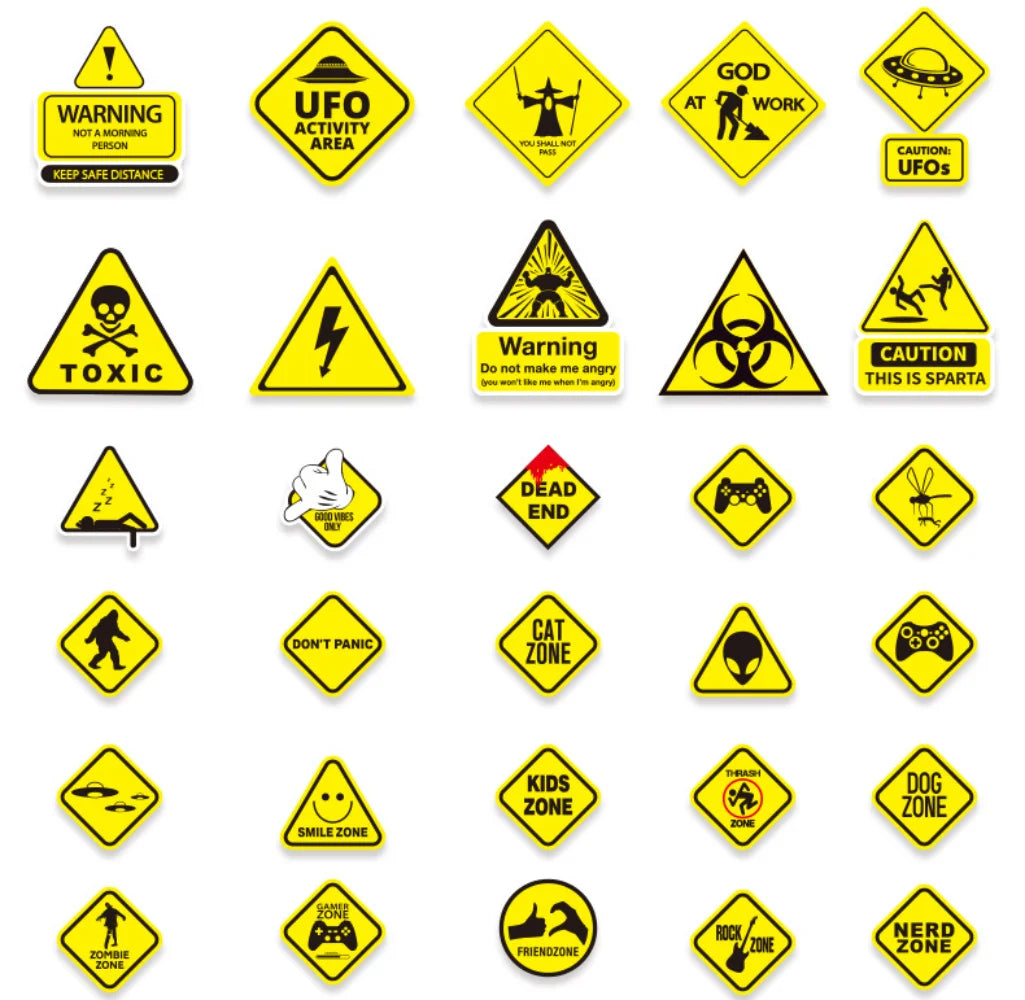 Autocollant "Attention" Shop Radiocommandé x10 - Jaune 