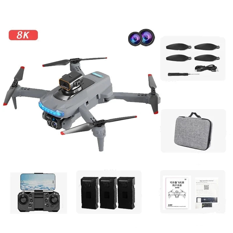 Drone radiocommandé Shop Radiocommandé Gris - 8k caméra + 3 batteries 