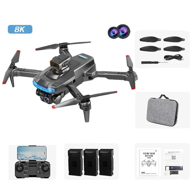 Drone radiocommandé Shop Radiocommandé Noir - 8k caméra + 3 batteries 