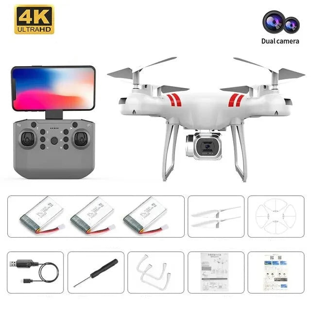 Drone wifi Shop Radiocommandé Blanc - 4k caméra + 3 batteries 