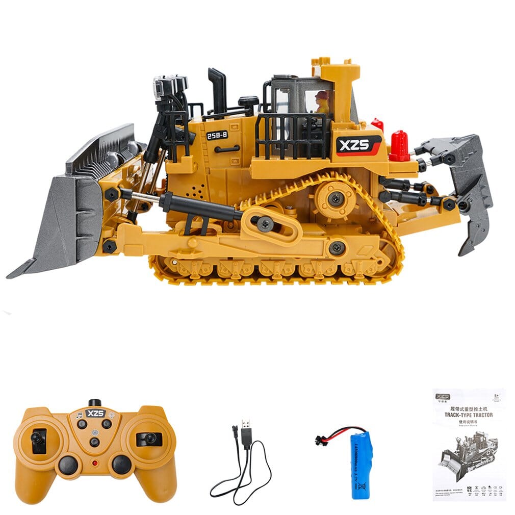 OpenRC Tracteur Pelleteuse Télécommandé - Tractopelle Enfant Radiocommandé Avec Effet Lumière, Jouet Engin Chantier